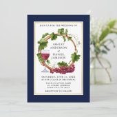 水彩グレープつる植物リースフォトブルー結婚ズ 招待状 (スタンド正面)