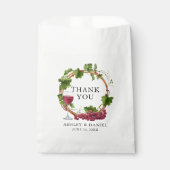 水彩グレープつる植物リース結婚ズサンキューユー フェイバーバッグ (正面)