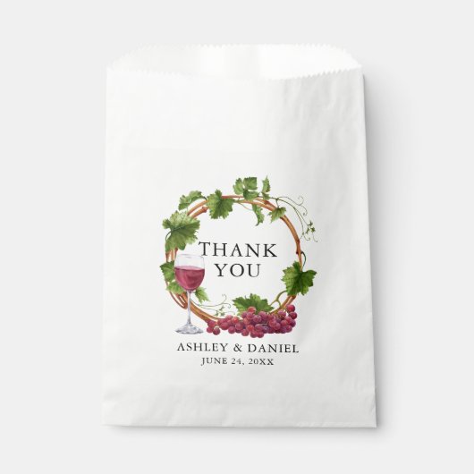 水彩グレープつる植物リース結婚ズサンキューユー フェイバーバッグ (正面)