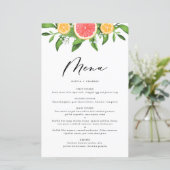 水彩グレープフルーツとオレンジ柑橘系メニューカード (スタンド正面)