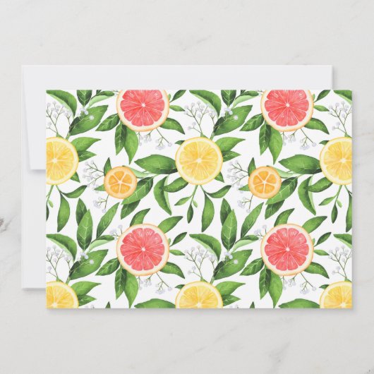 水彩グレープフルーツとオレンジ結婚夏 セーブザデート (裏面)