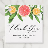 水彩グレープフルーツとオレンジ結婚夏 フェイバータグ (正面)