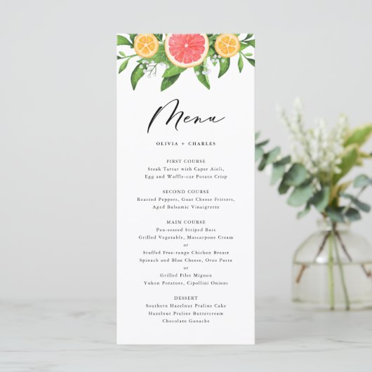 水彩グレープフルーツとオレンジ・シトラス結婚ズ メニュー (スタンド正面)