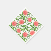 水彩グレープフルーツと緑のパターン スタンダードカクテルナプキン (角)