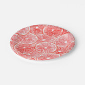 水彩グレープフルーツスライスパターン ペーパープレート (アングル)