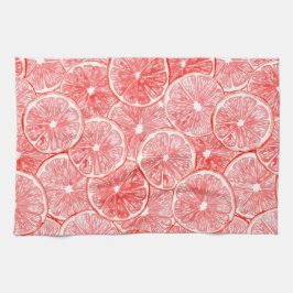 水彩グレープフルーツ薄切りパターン キッチンタオル