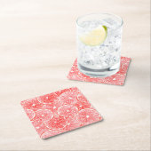 水彩グレープフルーツ薄切りパターン スクエアペーパーコースター (インサイチュ)