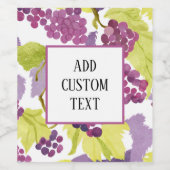 水彩グレープワインラベル自分の文字を追加 ワインラベル (シングルラベル)