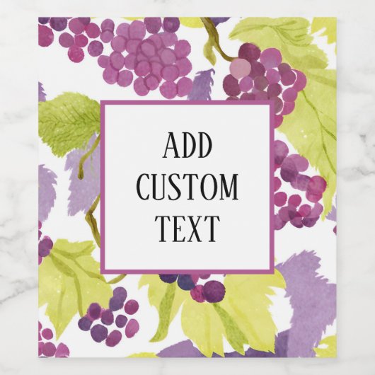 水彩グレープワインラベル自分の文字を追加 ワインラベル (シングルラベル)