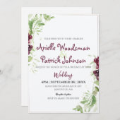 水彩グレープ結婚のミニマ絵画リスト 招待状 (正面/裏面)