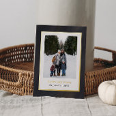 水彩グレーベルベットのフレーム3写真クリスマス 箔シーズンカード