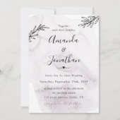 水彩グレーミニマル結婚式招待状 招待状 (正面)