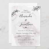 水彩グレーミニマル結婚式招待状 招待状 (正面/裏面)