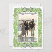 水彩グレー弓&グリーンガーランドトピアリーフォト シーズンカード (正面)