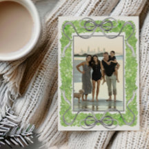 水彩グレー弓&グリーンガーランドトピアリーフォト