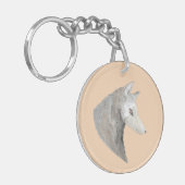 水彩グレー芸術的ウルフ キーホルダー (正面左)