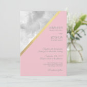水彩グレー赤面ピンクゴールドフォイル結婚ズ 招待状 (スタンド正面)