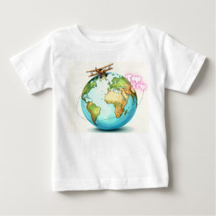 水彩グローブジャーニー – ヴィンテージバイプレーンアドベンツ ベビーTシャツ