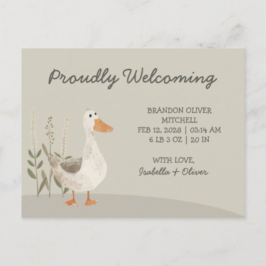 水彩グースフォトベビーのお知らせ – カード (裏面)