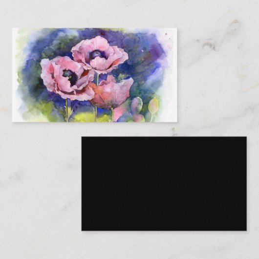 水彩ケシのケシのピンクの花フローラbeut 名刺 (正面/裏面)
