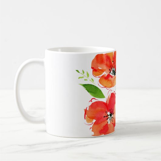 水彩ケシの花束 コーヒーマグカップ (左)