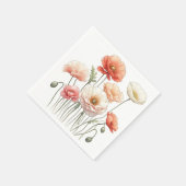 水彩ケシオレンジのケシの花カクテル スタンダードカクテルナプキン (角)