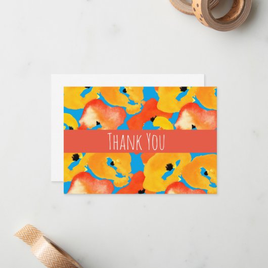 水彩ケシ感謝していシ ノートカード (正面/裏面インサイチュ)