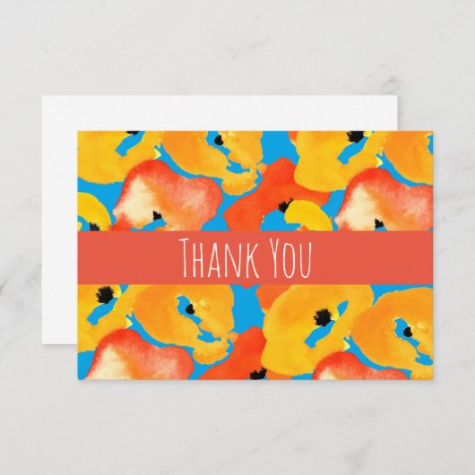 水彩ケシ感謝していシ ノートカード (正面/裏面)