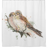 水彩ケストレル《鳥》ハヤブサ鳥野獣アート シャワーカーテン (正面)