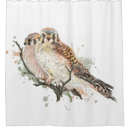 水彩ケストレル《鳥》ハヤブサ鳥野獣アート シャワーカーテン