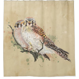 水彩ケストレル《鳥》ハヤブサ鳥野獣アート シャワーカーテン