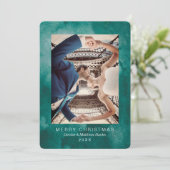 水彩ケツァルグリーンのモダンなクリスマスカード 招待状 (スタンド正面)