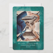 水彩ケツァルグリーンのモダンなクリスマスカード 招待状 (正面)