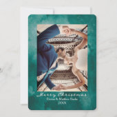 水彩ケツァルグリーンエレガントクリスマスカード 招待状 (正面)
