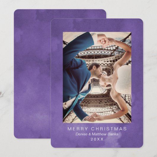 水彩ケツァール ウルトラバイオレット クリスマスカード 招待状 (正面/裏面)