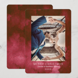 水彩ケツァール 赤いリンゴのクリスマスカード 招待状