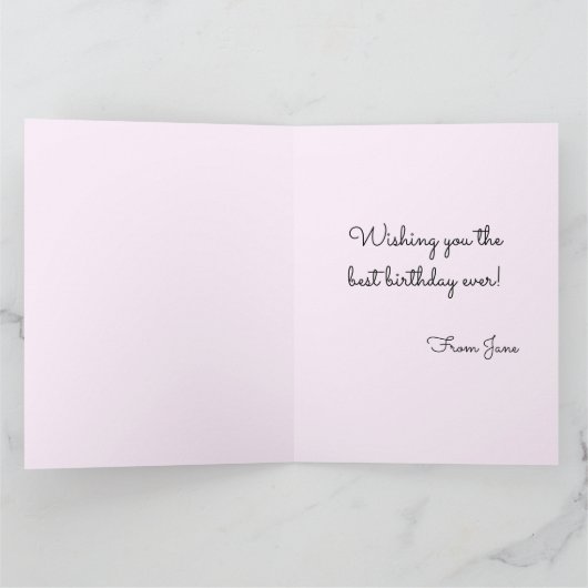 水彩ケーキとピンクローズ誕生日カード カード (内部)