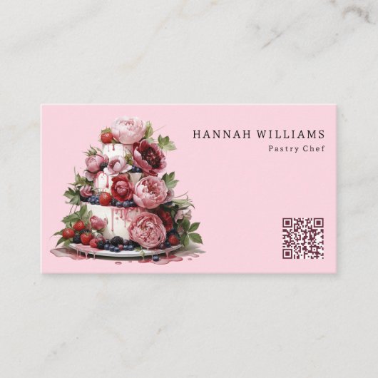 水彩ケーキエレガントプロフェッショナルパティシエ 名刺 (正面)