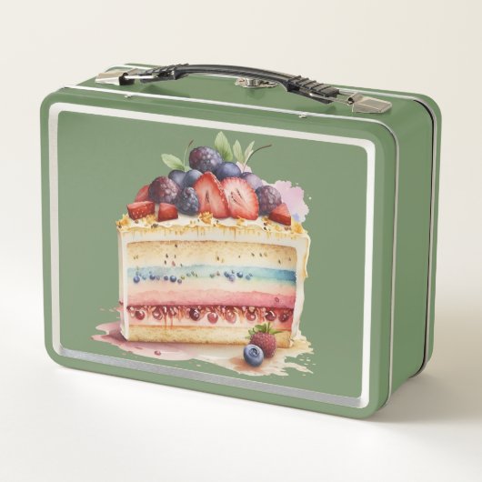 水彩ケーキスライス喜び メタルランチボックス (裏面)