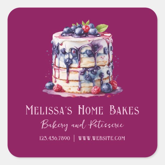 水彩ケーキベーカリー製品シール スクエアシール (正面)