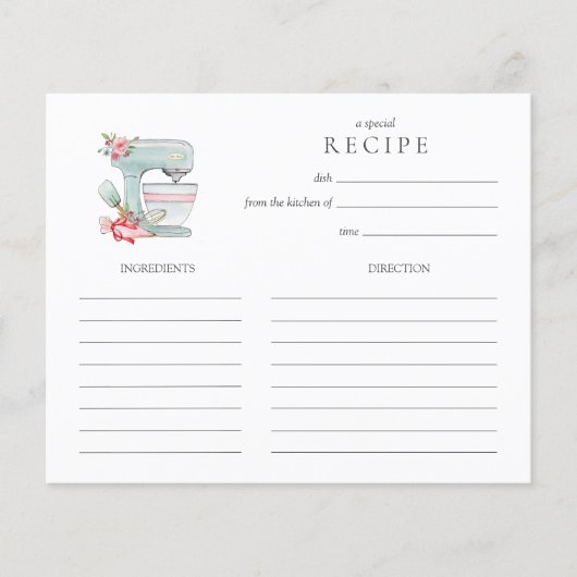 水彩ケーキミキサーベーキングレシピカード (正面)