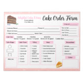 水彩ケーキ専門店 受注フォーム ノートパッド (正面)
