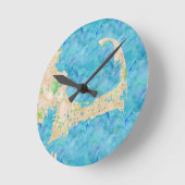 水彩ケープコッドマップ ラウンド壁時計 (傾斜)