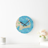 水彩ケープコッドマップ ラウンド壁時計 (ホーム)