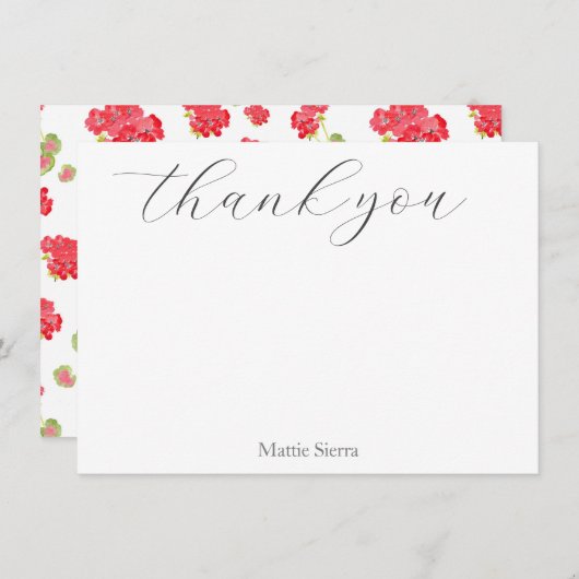 水彩ゲラニウムパターン サンキューカード (正面/裏面)