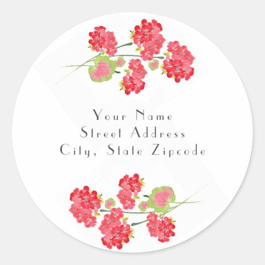 水彩ゲラニウム茎ラベル ラウンドシール (正面)