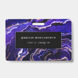 水彩ゲード深いブルーパープルアゲート バッジ