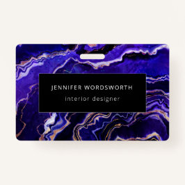 水彩ゲード深いブルーパープルアゲート バッジ