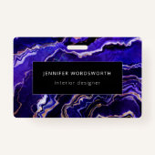 水彩ゲード深いブルーパープルアゲート バッジ (裏面)