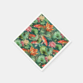 水彩コイと睡蓮の紙ナプキン スタンダードカクテルナプキン (角)